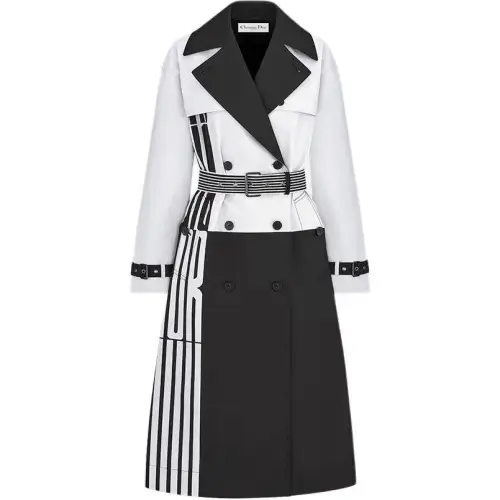 DIOR Trench Coats Women's White Lapel Moderate