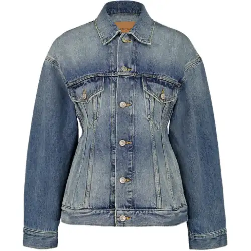 Balenciaga Collared Button Up Denim Jacket