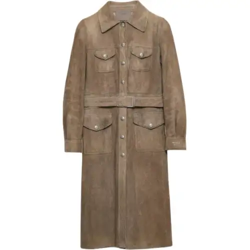 PRADA Leather Jacket Women's Gray