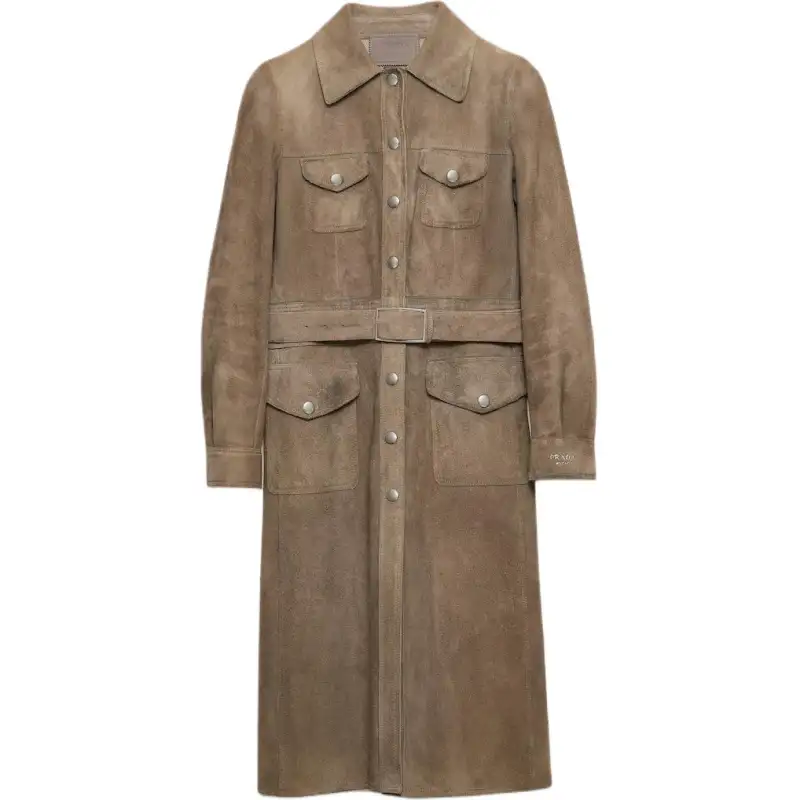 PRADA Leather Jacket Women's Gray