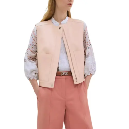 HERMES Vests Women's Pink Crew Neck Moderate Other