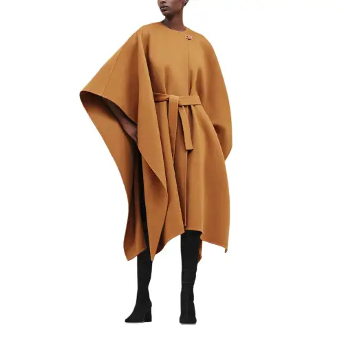 HERMES Cloak Women's Chestnut Caramel