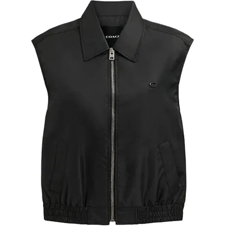 COACH Vests Women's Black Lapel Moderate Other