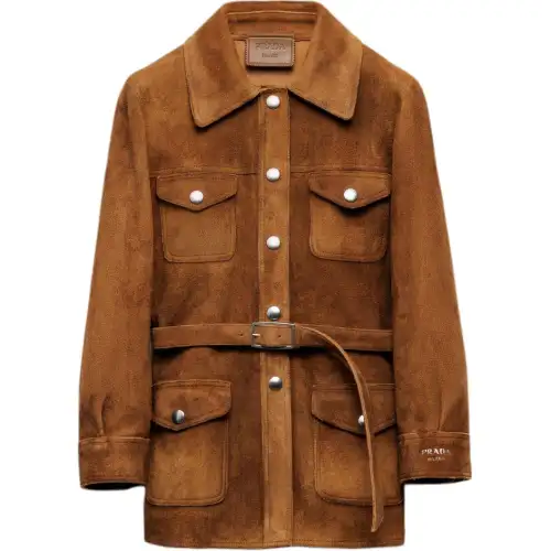 PRADA Leather Jacket Women's Brown