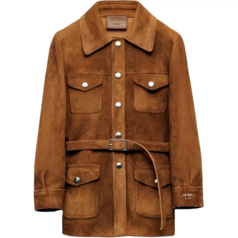 PRADA Leather Jacket Women's Brown