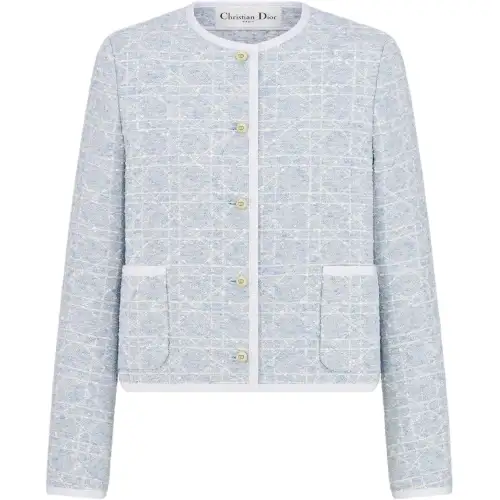 DIOR SS25 Spring Summer Ready to Wear Collection Cropped Coat Women's Sky Blue