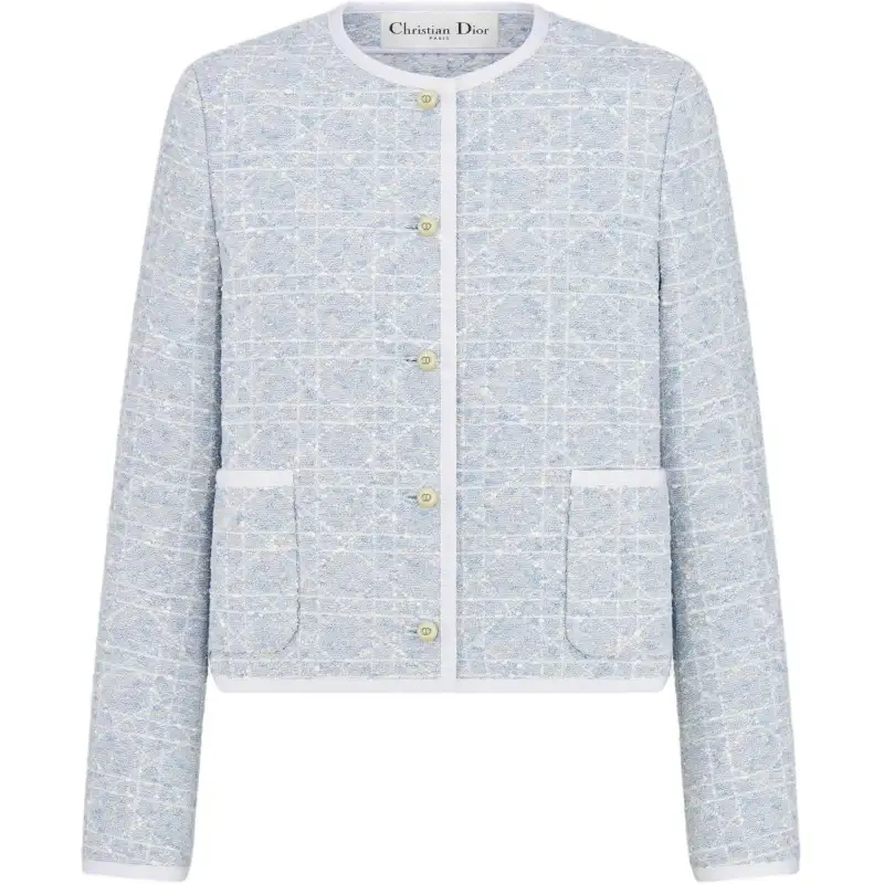 DIOR SS25 Spring Summer Ready to Wear Collection Cropped Coat Women's Sky Blue