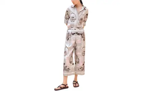 HERMES Casual Pants Women's Gray