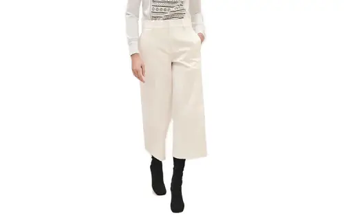 HERMES Casual Pants Women's White Moderate Straight Fit Pants