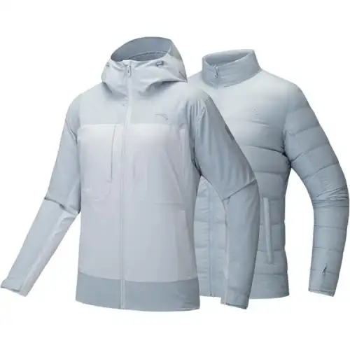 Anta Variety Training Collection Waterproof And Warm Windbreaker Jacket Women's Milky Gray Blue/Soaring Blue