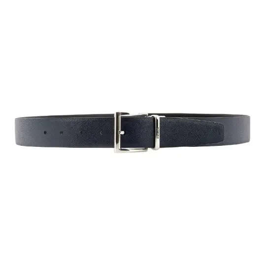 PRADA Calfskin Leather Belts Men's Black 3.3cm