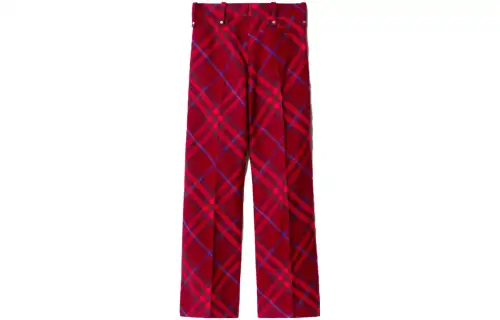 Burberry Checked Pleated Straight-Leg Trousers