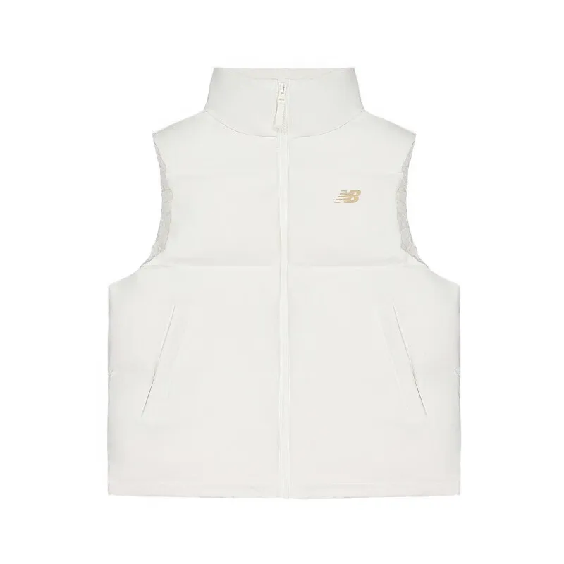 New Balance Vests Women's White Stand Collar Moderate Straight Fit