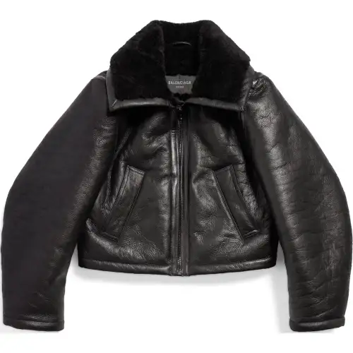 Balenciaga Leather Jacket Women's Black