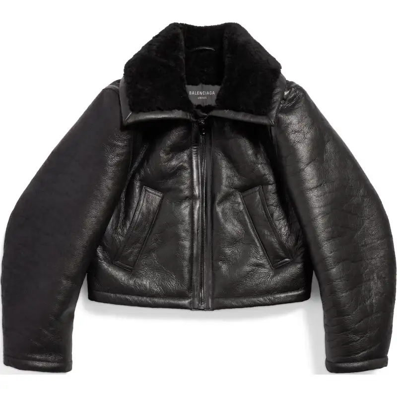 Balenciaga Leather Jacket Women's Black