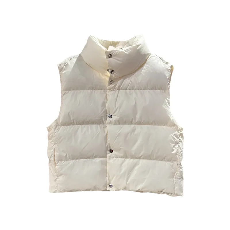 Converse Vests Women's White Stand Collar Moderate Straight Fit