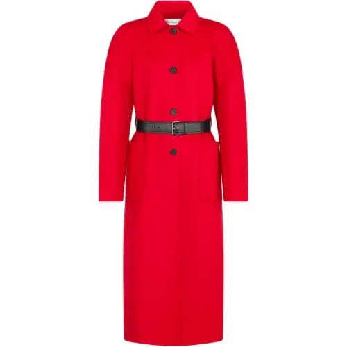 DIOR Coats Women's Red Lapel Moderate