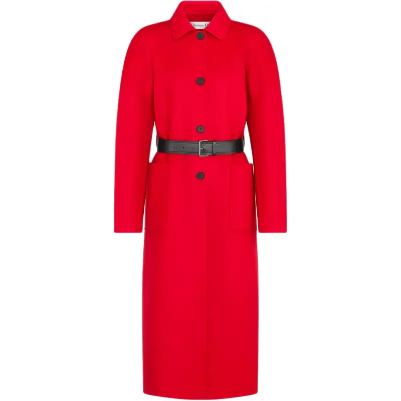 DIOR Coats Women's Red Lapel Moderate