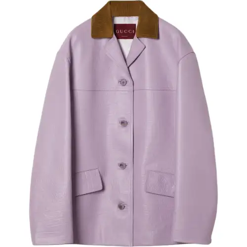 GUCCI SS25 Leather Jacket Women's Light Purple