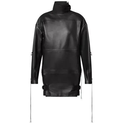 LOUIS VUITTON Leather Jacket Women's Black