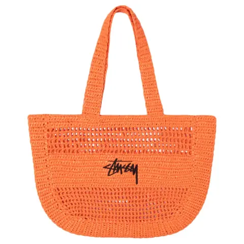 Stussy Woven Tote Bag, Shopping Bag, Handbag, Shoulder Bag Unisex Orange