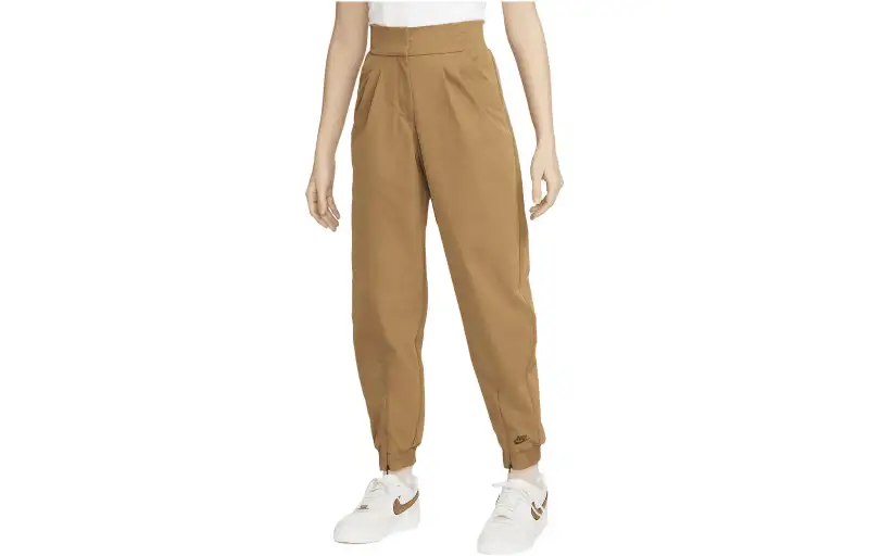 Nike logo-embroidered pleated high-waisted trousers