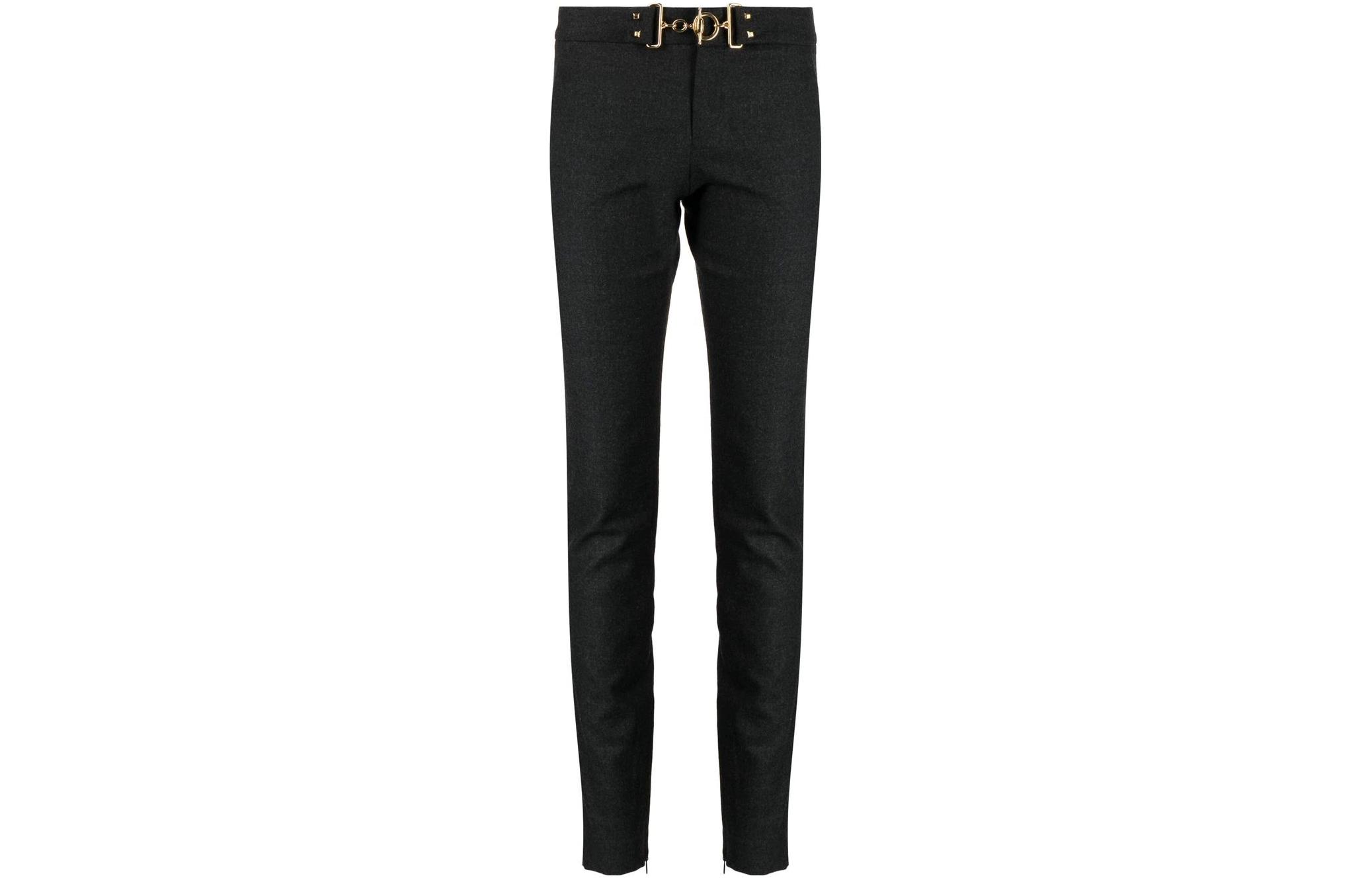 Horsebit-buckle wool skinny trousers