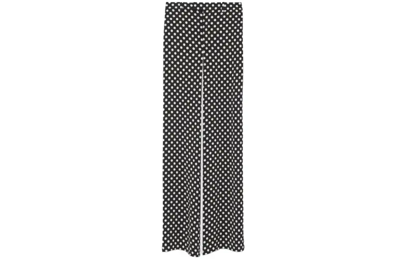 SAINT LAURENT Polka Dots Printed High Waist Trousers