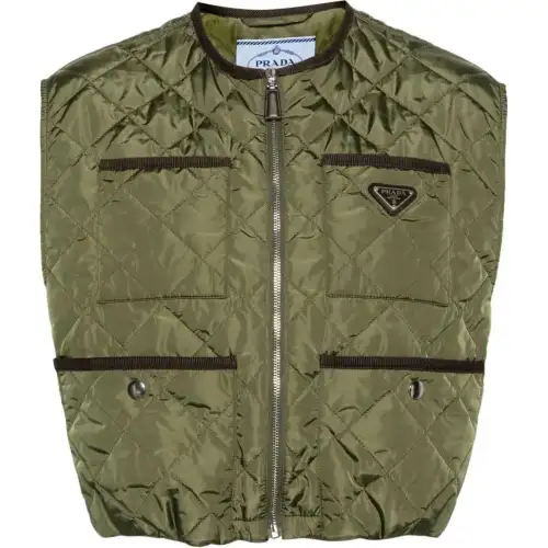 PRADA Vests Women's Green Crew Neck Moderate Other