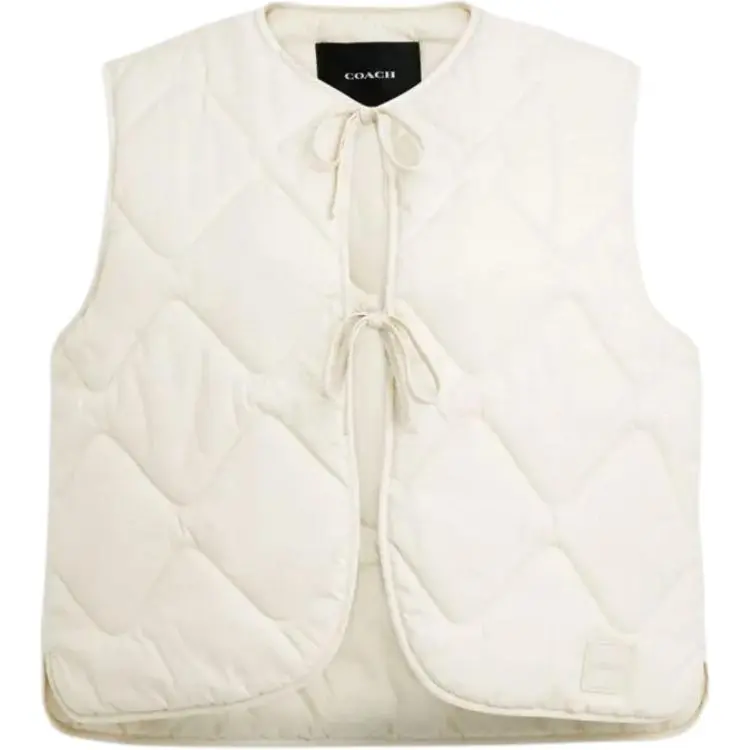 COACH Vests Women's White Crew Neck Moderate Other