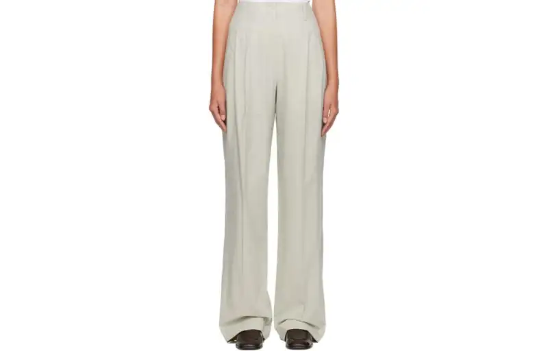 THE ROW Casual Pants Women's Ivory White Moderate Straight Fit Pants