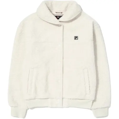 FILA Velvet Jackets Women's Cream Lapel Thickened