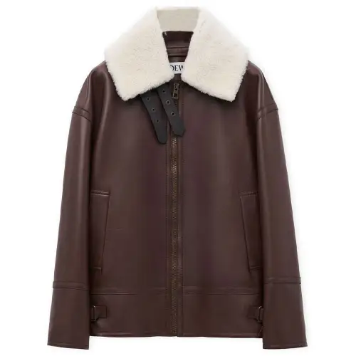 LOEWE FW24 Leather Jacket Women's Chocolates Brown