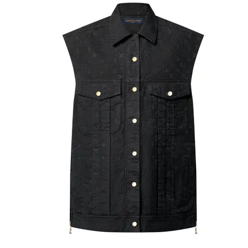 LOUIS VUITTON Sleeveless Monogram Jacquard Denim Jacket