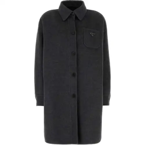PRADA Triangle Logo Button Up Coat