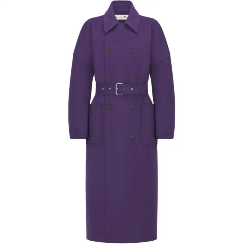DIOR Coats Women's Purple Lapel Moderate Straight Fit