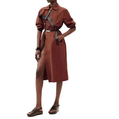 HERMES Leather Jacket Women's Brown