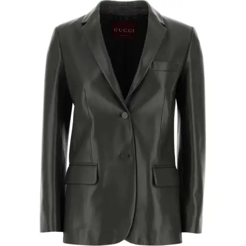 GUCCI Single-Breasted Leather Jacket