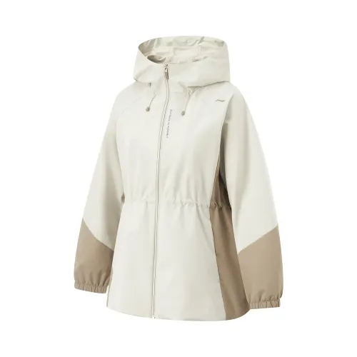 Li Ning Comprehensive Training Collection Fitness Collection Trench Coat Women's Silver Birch Gray/Coffee Foam Umber