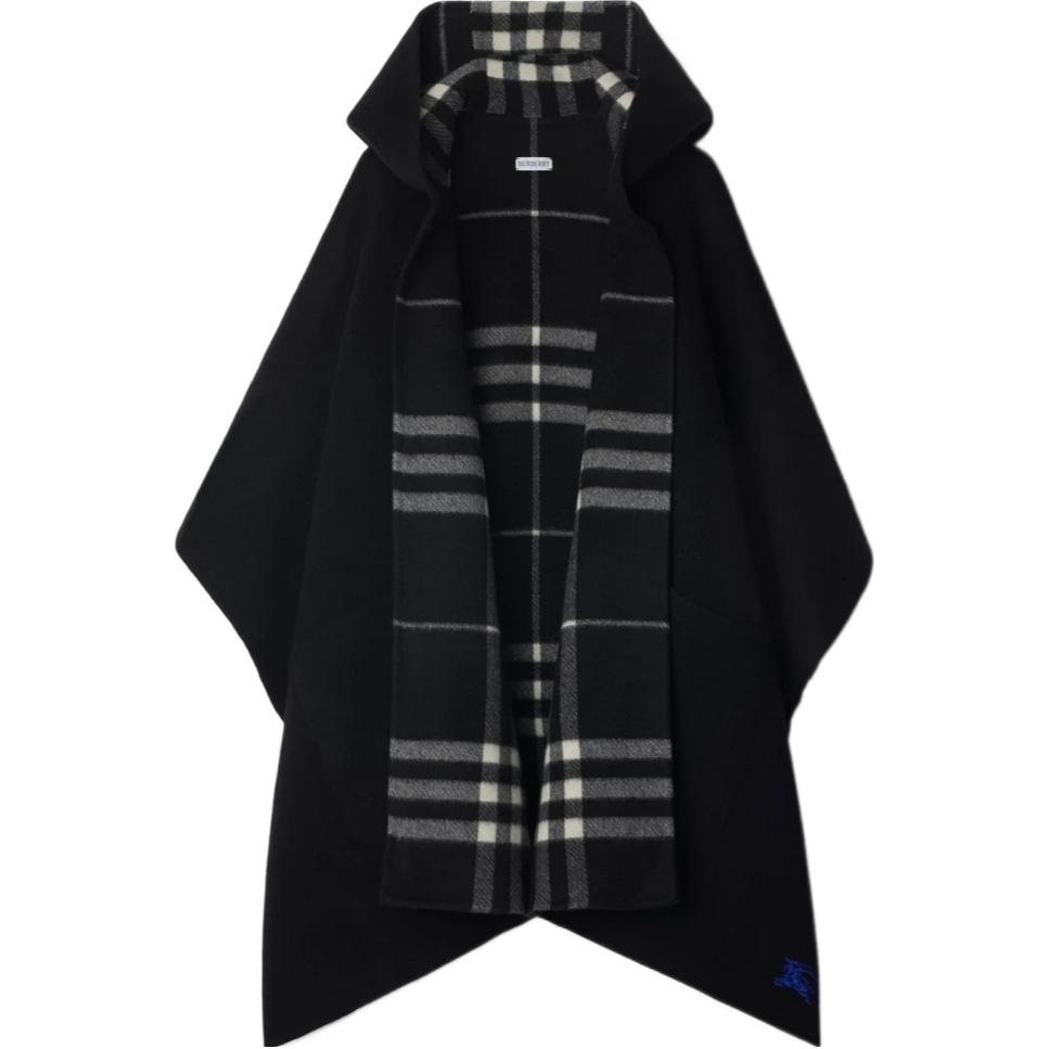 Burberry Double-sided black trench coat with hood
