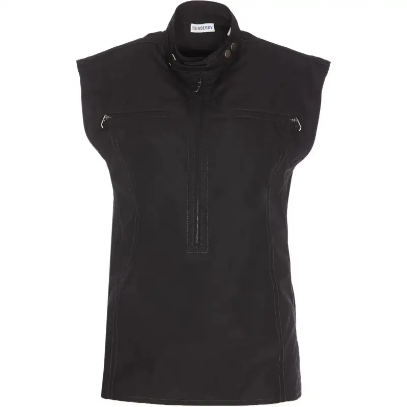 Burberry Vests Women's Black Stand Collar Moderate Other