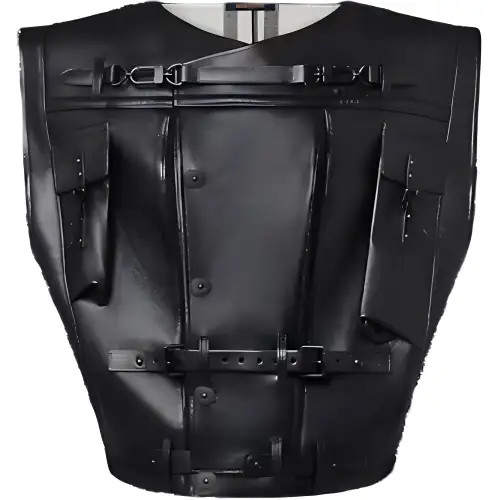 LOUIS VUITTON Sleeveless Leather Utility Jacket Vest Women's Black