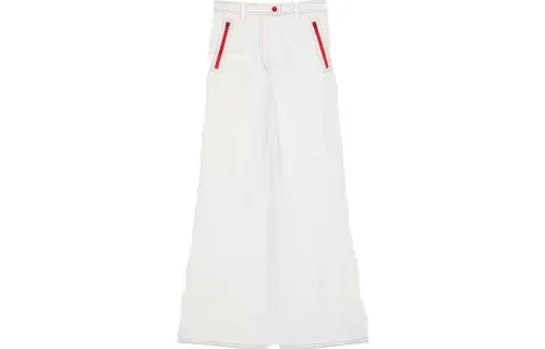 GUCCI Casual Pants Women's Ivory White Moderate Flared Pants