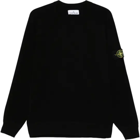 STONE ISLAND однотонная женская толстовка с круглым вырезом и длинными рукавами с логотипом, черная