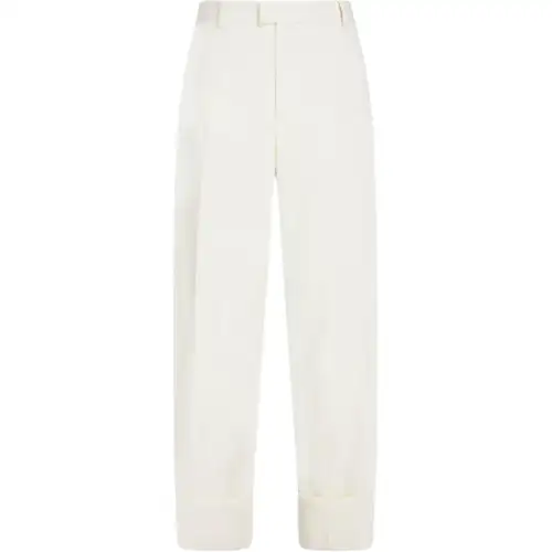 Bottega Veneta Straight Leg Turn Up Hem Trousers