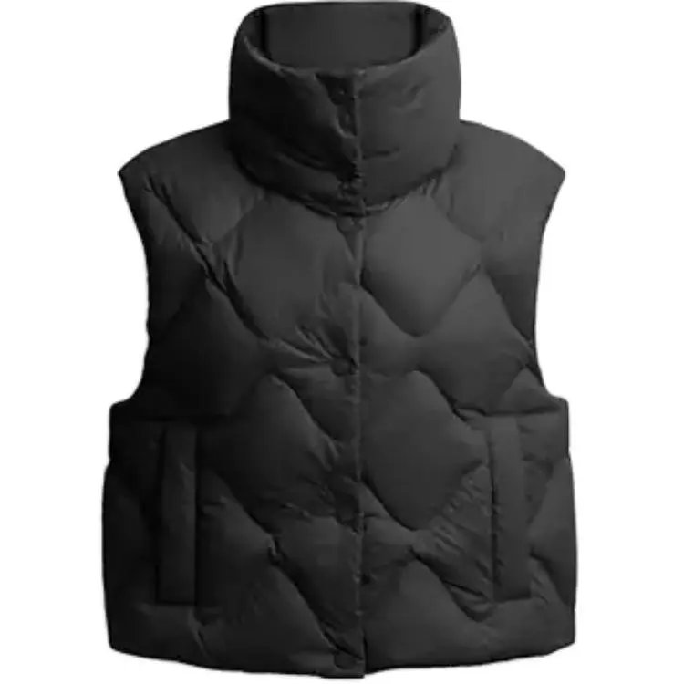 COACH Vests Women's Black Stand Collar Moderate Straight Fit
