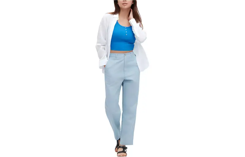 UNIQLO Casual Pants Women's Aqua Blue Moderate Straight Fit Pants