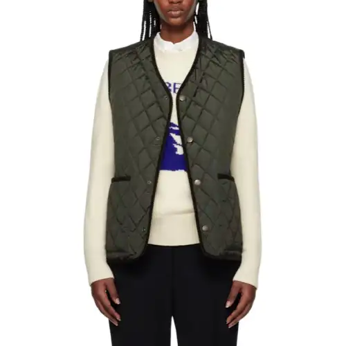 Burberry Vests Women's Green V Neck Moderate Other