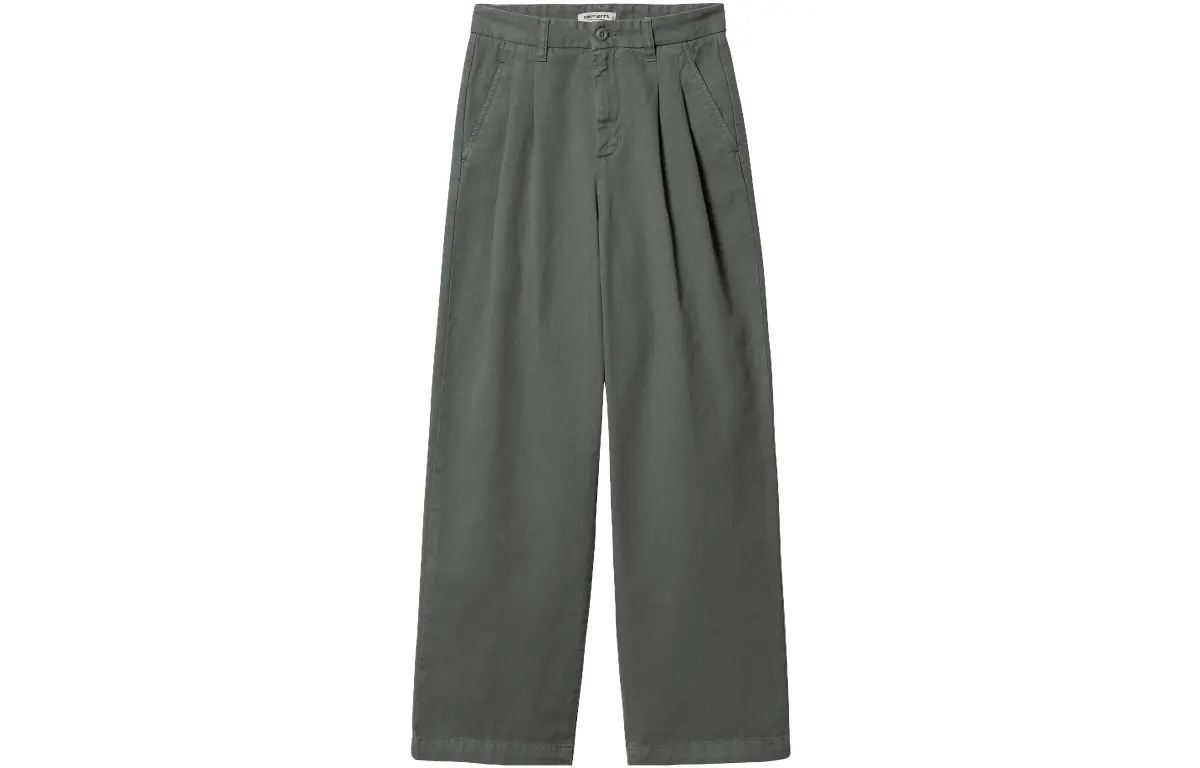 Carhartt WIP Casual Pants Women's Smoke Green Moderate Straight Fit Pants