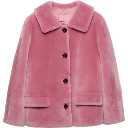 PRADA Logo Patch Shearling Jacket